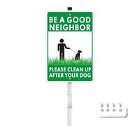 Please Clean Up After Your Dog Yard Sign with 90cm Metal Stake,30x20cm Be a Good Neighbor No Pooping Sign for Yard,Reflective Aluminum Pick Up Dog Poop Signs for Outdoor Garden Lawn