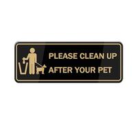 Please Clean Up After Your Pet Sign For House, Metal Tin Plaque With Strong Adhesives For Front Door/Wall/Window Home & Office Business Outdoor 4×16 Inch