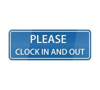 Please Clock In And Out Sign, 8 X 3 Inch Acrylic Plastic Sign With Symbols, Self-Adhesive, For Restaurant, Salons, Hotel, Motel, Rest Stops, Public Restrooms