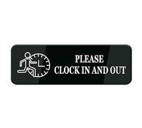 Please Clock In And Out Sign For House, Strong Self-Adhesive Signs For Home, Premium Durable Metal Tin Sign For Door/Wall/Window 4×16 Inch