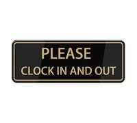 Please Clock In And Out Sign For House (With Strong Adhesive Tape), 3" X 10" Premium Durable For Home & Office,Acrylic Signs For Front Door/Wall/Window, Clear And Easy To Read