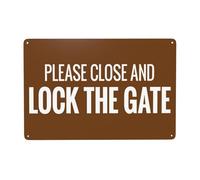 Please Close And Lock The Gate Warning Sign, Gate Security Metal Signs for Home Busines Outdoor Indoor Road Yard Garage Street Wall Caution Decor 12 x 8 Inch