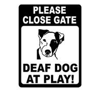 Please Close Gate Deaf Dog At Play Signs Warning Sign Caution Safety Sign Traffic Road Sign Aluminum Indoor Or Outdoor Signs For Home Office Work 8X12 Inches