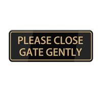 Please Close Gate Gently Sign, Self Adhesive Sign For Front Door Or Wall Quick And Easy Installation Premium Metal Tin Design For Your Home, Office, Public, Yard 4×16 Inch