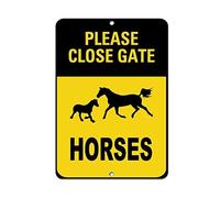 Please Close Gate - Horses Activity Farm Sign, Aluminum Metal, 8x12 Inch - Indoor & Outdoor