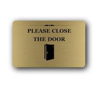 Please close the door Sign - 14.0x9.0cm Brushed Aluminium