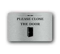 Please close the door Sign - 14.0x9.0cm Brushed Aluminium
