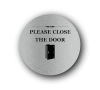 Please close the door Sign - 9.5x9.5cm Brushed Aluminium