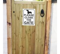 PLEASE CLOSE THE GATE DACHSHUND SILHOUETTE METAL Gate SIGN (10” x 8” (267mm x 200mm))