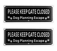 Please Close The Gate Dog Sign - 2 Pack Weatherproof Aluminium Warning Plaque to Keep Dog Secure | 25x9cm Rust-Proof, UV Protected for Garden