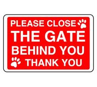 Please Close The Gate Dog Sign - Pre-Drilled 1.2mm Rigid Plastic, Weatherproof Indoor & Outdoor (300 x 200mm)