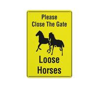 Please Close The Gate Loose Horses Bright Yellow Sign Sign, 8 X 12 Grade Reflective Sheeting Rust Free Aluminum, Weather Resistant, Waterproof, Easy To Mount