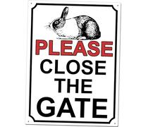 PLEASE CLOSE THE GATE METAL SIGN RABBIT THEME 150MM X 115MM (68H1S)