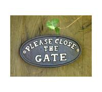 Please Close The Gate Plaque | Cast Iron | Black