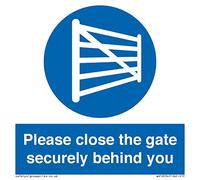 Please close the gate securely behind you Sign - 100x100mm - S10
