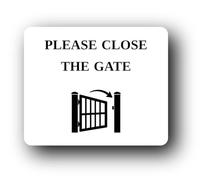 Please close the gate Sign - 11.5x9.5cm Brushed Aluminium