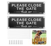Please Close The Gate Sign, 2 Pcs Dog Signs With Zip Ties And Screws 25cmx9cm Aluminum UV Resistant Keep Gate Closed Sign Waterproof For Post Garden Home Door Wall Fence Gate