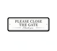 Please Close The Gate Sign - 9 x 3 in Waterproof Acrylic Fence Plaque - UV Resistant Outdoor Security Reminder for Garden, Farm & Pool - Includes Adhesive Pads & Pre-Drilled Holes - White