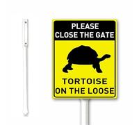 Please Close The Gate Tortoise On Loose Notice Tin Sign Yard Sign With Stake, 20x30cm, Rust Free Heavy Aluminum, Weatherproof and Fade Resistant