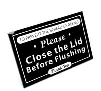 Please Close the Lid Before Flushing Sign (Black)