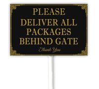 Please Deliver All Packages Behind Gate Aluminum Yard Sign With Stake for Clear Package Deliver-y Instructions Vintage Metal Plaque for Front door Porch Mailbox 30x20 CM