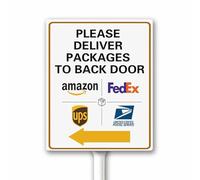 Please Deliver All Packages to Back Door Left Arrow Delivery Sign for Delivery Driver Delivery Instructions for My Packages from Amazon Outdoor Signs for Home 17X22 CM