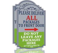 PLEASE DELIVER ALL PACKAGES TO FRONT DOOR DO NOT LEAVE ANY PACKAGES HERE sign right arrow Outdoor&Indoor Safety Sign 12X8 inches 2 Pack