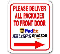 Please Deliver All Packages to Front Door Right Arrow Delivery Sign for Delivery Driver Delivery Instructions for My Packages from Amazon, FedEx, USPS, UPS - Indoor Delivery Signs for Home - 8.5"x10"