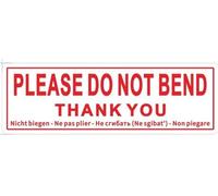 Please Do Not Bend Parcel Warning Labels, Size 1" x 3" Inch, 25mm x 76mm, Strong Adhesive Stickers (50)