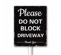 Please Do Not Block Driveway Thank You Yard Signs with Stake, No Parking Aluminum Sign for House/Front Door and Business, 18x22 CM Sturdy Rustproof Fade Resistant Easy Install