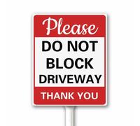 Please Do Not Block Driveway Yard Sign With Stake, Active Driveway No Parking Dont Block Driveway Sign for Home Business, 18x22 CM Sturdy Aluminum Rustproof Fade Resistant Easy Install