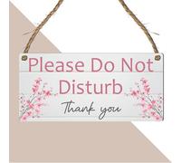 Please Do Not Disturb Hanging Sign - Rustic Wooden Effect Plaque with Floral Designs - Bedroom, Office, Spa or Therapy Room Door Sign (Cherry Blossom, Large: 29 cm (H) × 13.5 cm (W))