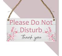 Please Do Not Disturb Hanging Sign - Rustic Wooden Effect Plaque with Floral Designs - Bedroom, Office, Spa or Therapy Room Door Sign - MDF Hanging Decoration (Cherry Blossom)