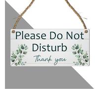 Please Do Not Disturb Hanging Sign - Rustic Wooden Effect Plaque with Floral Designs - Bedroom, Office, Spa or Therapy Room Door Sign (Green Leaves, Large: 29 cm (H) × 13.5 cm (W))