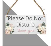 Please Do Not Disturb Hanging Sign - Rustic Wooden Effect Plaque with Floral Designs - Bedroom, Office, Spa or Therapy Room Door Sign (Pink Flowers, Large: 29 cm (H) × 13.5 cm (W))