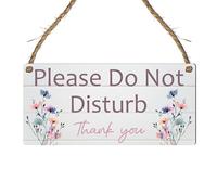 Please Do Not Disturb Hanging Sign - Rustic Wooden Effect Plaque with Floral Designs - Bedroom, Office, Spa or Therapy Room Door Sign (Pastel Flowers, Medium: 24 cm (W) × 11 cm (H))