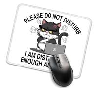 Please Do Not Disturb I Am Disturbed Enough Already Funny Mouse Pad for Desk, Funny Grumpy Cat Mousepad Gifts for Colleague Coworker, Cat Lover Gifts, New Job Gifts for Employee