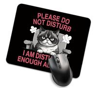 Please Do Not Disturb I Am Disturbed Enough Already Funny Mouse Pad for Desk, Funny Grumpy Cat Mousepad Gifts for Coworker Colleague, New Job Gifts for Employee, Cat Lover Gifts B