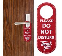 Please Do Not Disturb Sign, PU Leather Double Sided Do Not Disturb Door Hanger Sign, Please Knock Signs Door Knob Privacy Signs for Office Clinic Dorm Online Class Video and Meeting Session (Red)