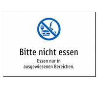 Please do not eat food only in designated areas. Sticker A3: 420 x 297 mm, with graphic and text