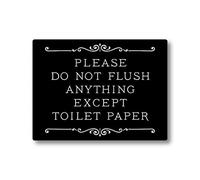 Please Do Not Flush Anything Except Toilet Paper Sign, Plastic 4 x 3", Easy to Mount Sign for Bathroom, Black, Pack Of 1