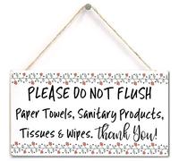 Please DO NOT Flush Paper Towels, Sanitary Products, Tissues & Wipes. Thank You! - Functional Sign for Bathroom Or WC Using A Septic Tank System 12'' X 6'' BLTSA-9 (Navy-81)