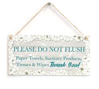 Please DO NOT Flush Paper Towels, Sanitary Products, Tissues & Wipes. Thank You! - Warning Notice for Septic Tank Toilet Small Plaque for W.C