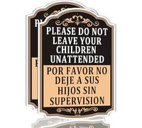 PLEASE DO NOT LEAVE YOUR CHILDREN UNATTENDED Bilingual Sign ,Traffic sign, 14 x10 inches Metal Reflective Rust Aluminum UV Protected Waterproof Sturdy Easy Mounting for Workplace, Construction Site,2