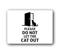 Please do not let the cat out Sign - 19.0x14.0cm Brushed Aluminium