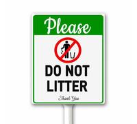 Please Do Not Litter Sign with Stake - No Dumping Signs Outdoor - No Trash Sign - Private Property Yard Decor With Stake 20x30 CM Sturdy Aluminum Rust Free Weatherproof Outdoor Use