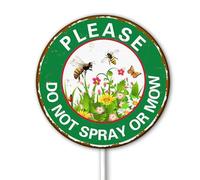 Please Do Not Mow, No Mowing Sign, Wildflowers Yard Sign, Lawnmower Sign, Rustic 9.2" x 9.2" Round Yard Sign With Stake, Sturdy Aluminum Sign Weatherproof Easy Install, Green
