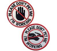 Please Do Not Pet Me I'm Working Service Dog Patch Hook and Loop Tactical Morale Applique Fastener Military Embroidered Patch 2Pcs (Color 5)