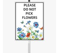 Please Do Not Pick Flowers Yard Sign with Stakes,Pollinator Wildflowers Butterfly Bee Habitat Rustproof Aluminum Lawn Sign Stand for Yard Garden Outdoor Decorations（8 * 12in）
