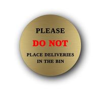PLEASE DO NOT PLACE PARCELS IN THE BIN Sign - 9.5x9.5cm Brushed Aluminium